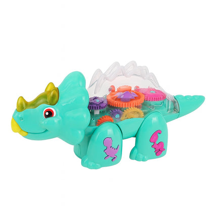Jucarie Dinozaur Triceratops cu Roti si Mecanisme Vizibile , 24 cm