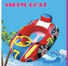 Jucărie gonflabilă barcă Swim Boat, roșu multicolor, pentru copii