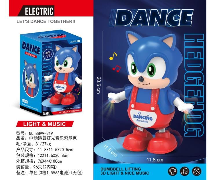 Jucărie interactivă arici dansator electric cu lumini și muzică, albastru, 11.8 cm