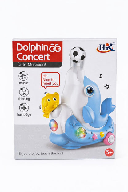 Jucarie interactiva delfin cu lumini si sunete, din plastic, pentru copii