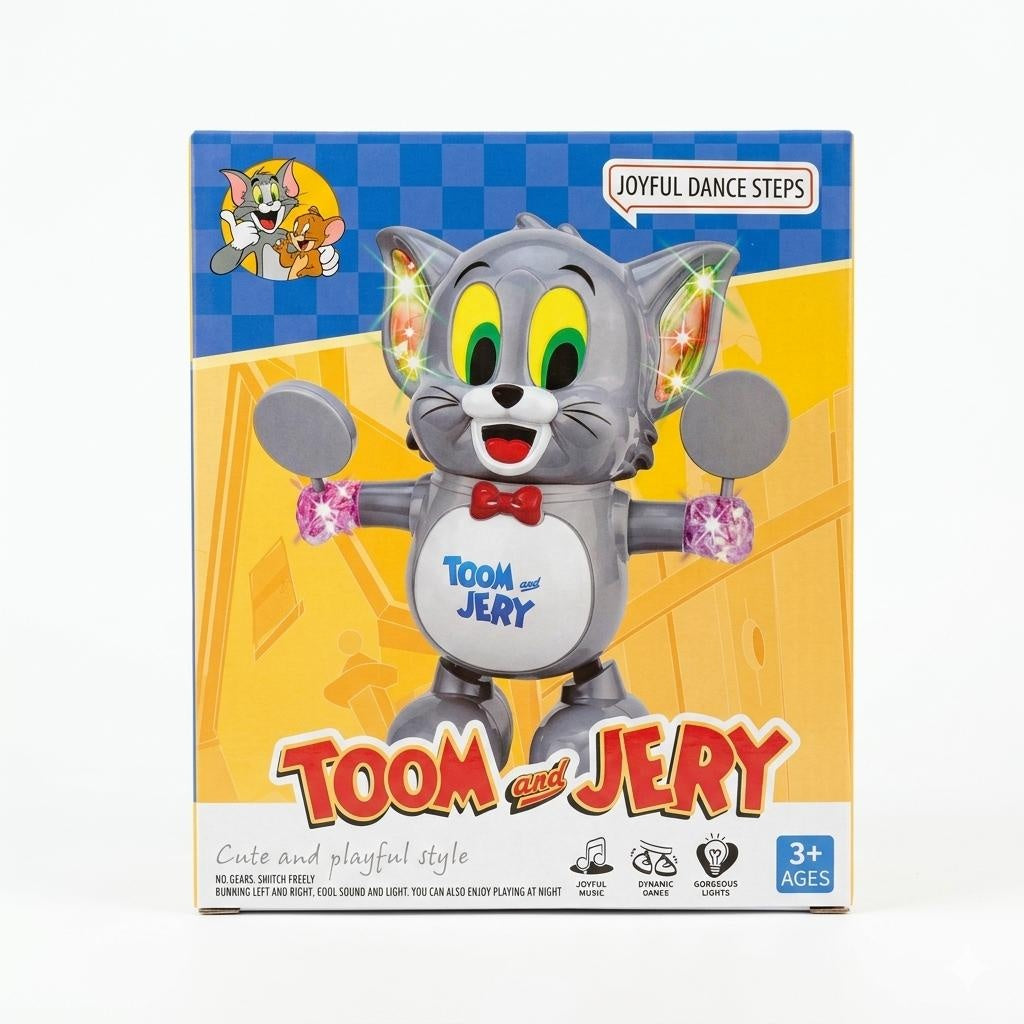 Jucărie Interactivă Electrică pentru Pisici, model Tom și Jerry, cu lumini și sunete, plastic