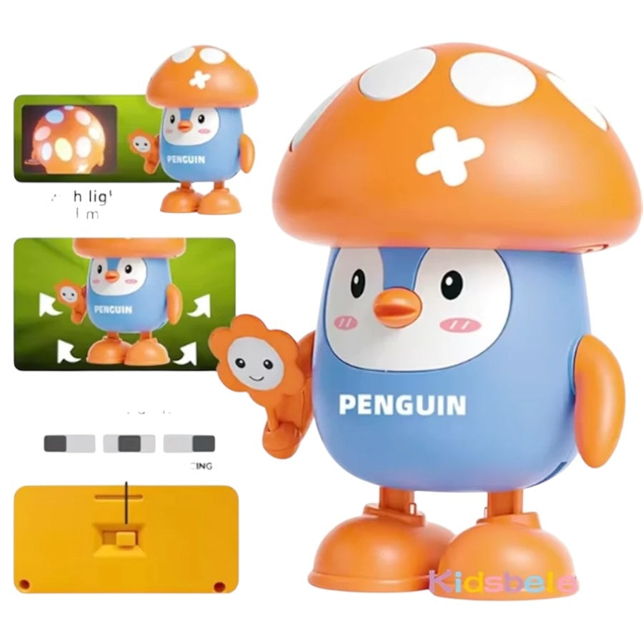 Jucărie interactivă pinguin cu lumini și sunete, Plastic, mișcare ritmică, 11,5 x 16,3 cm