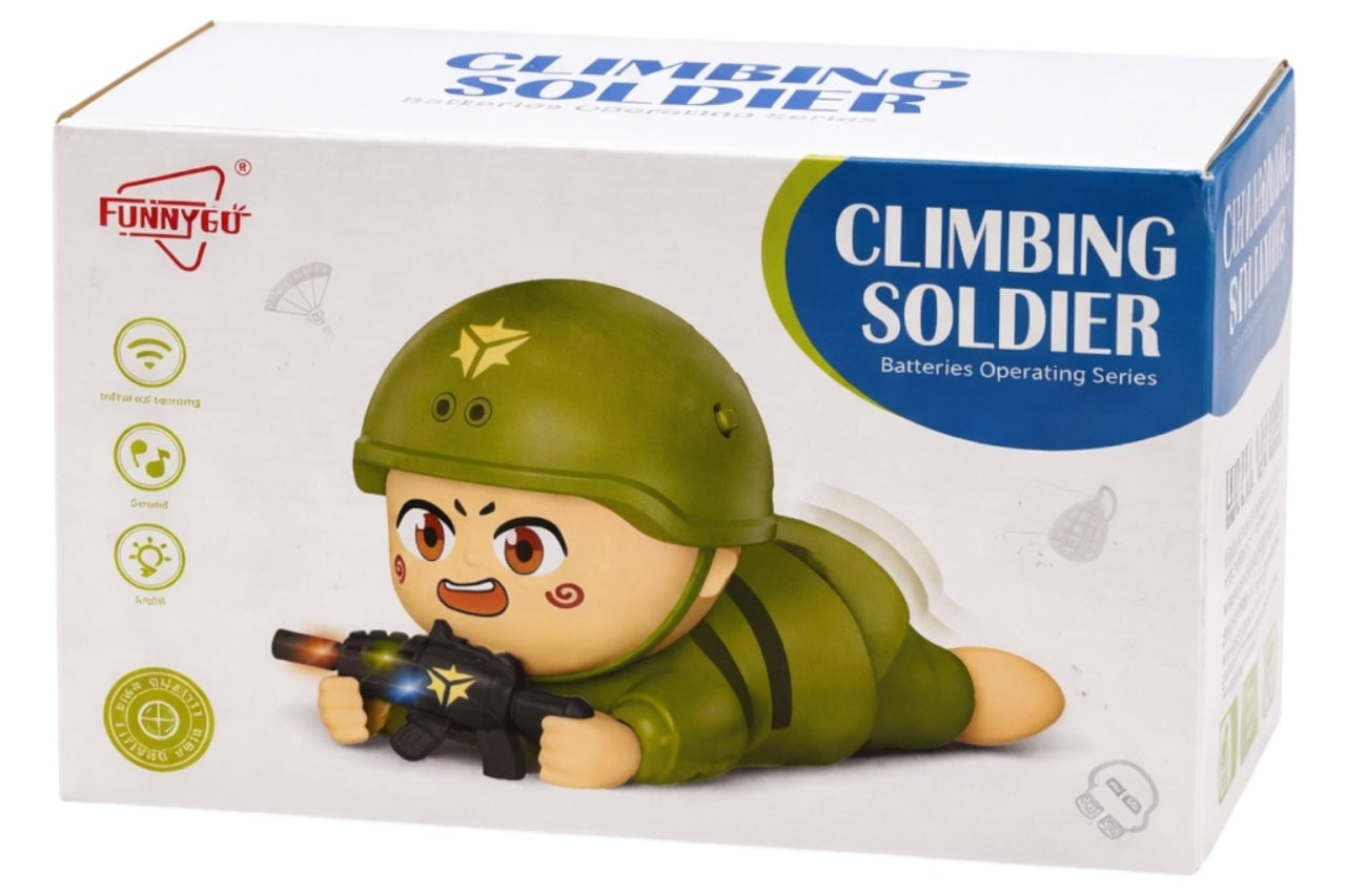 Jucărie interactivă soldat verde cu lumini, sunete și senzor infraroșu, 16.5x10.5x8.5 cm