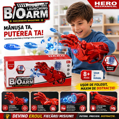 Jucărie Pistol cu Bile din Gel – Mănușă Lansator Automat cu Proiectile Gel, Hero Mechanical, 8+ Ani