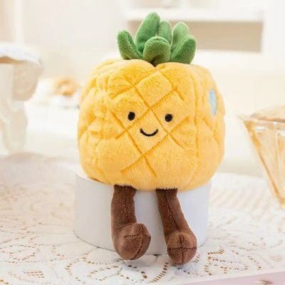 Jucarie plus ananas pufos cu fata zambitoare, model simpatic, 16 cm