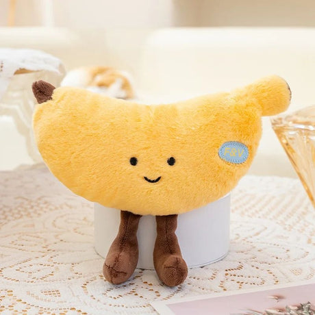 Jucarie plus banana pufoasa cu fata zambitoare, model simpatic, 18 cm