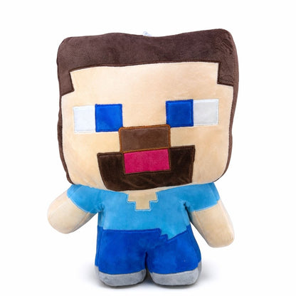 Jucarie plus personaj pixelat albastru 37 cm, plus moale cu design inspirat din jocuri