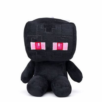 Jucarie plus personaj pixelat negru 21 cm, plus moale cu design inspirat din jocuri
