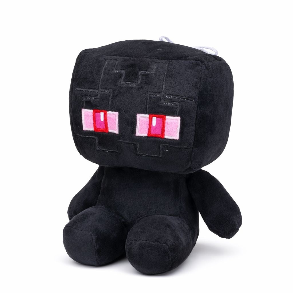 Jucarie plus personaj pixelat negru 21 cm, plus moale cu design inspirat din jocuri