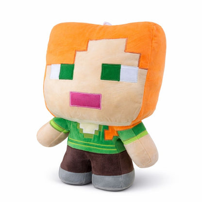 Jucarie plus personaj pixelat verde si portocaliu 37 cm, plus moale cu design inspirat din jocuri