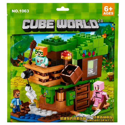 Jucărie Set de Construcție Căsuță în Copac, cu Figurine și Accesori