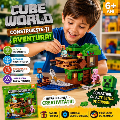 Jucărie Set de Construcție Căsuță în Copac, cu Figurine și Accesori