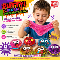 Jucărie Slime Putty Elastic în Cutie Tip Burger, Model Aleatoriu – Slime Colorat cu Biluțe