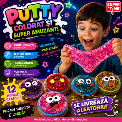 Jucărie Slime Putty Elastic în Cutie Tip Burger, Model Aleatoriu – Slime Colorat cu Biluțe
