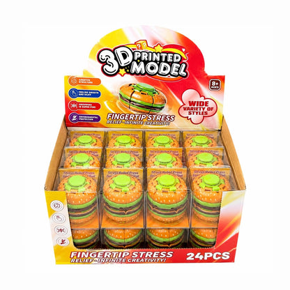 Jucărie Spinner Antistres Hamburger 3D, Fingertip Stress, Fidget Toy Rotativ cu Buton, pentru Copii și Adulți