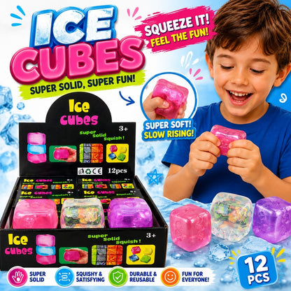 Jucărie Squishy Antistres Cub Ice Cube, Culori Uni, Model Aleatoriu, Moale și Elastică pentru Copii