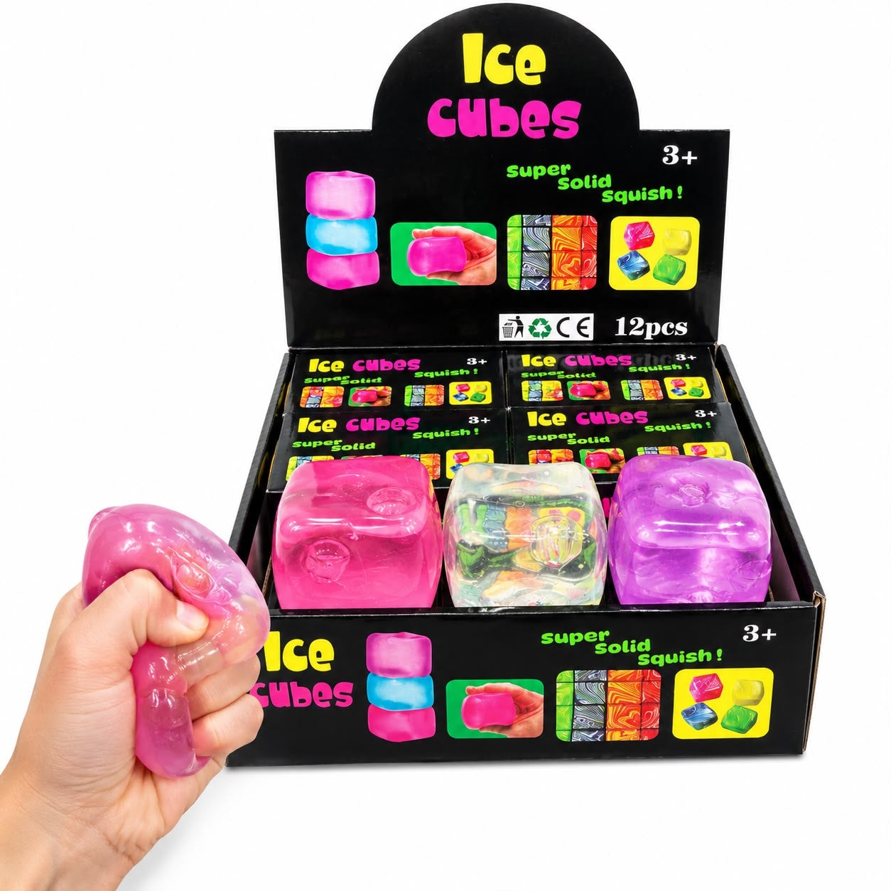 Jucărie Squishy Antistres Cub Ice Cube, Culori Uni, Model Aleatoriu, Moale și Elastică pentru Copii