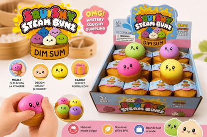 Jucarie Squishy Antistres Dumplings / Galusca in Cosulet, 5.5 cm, Copii 3+