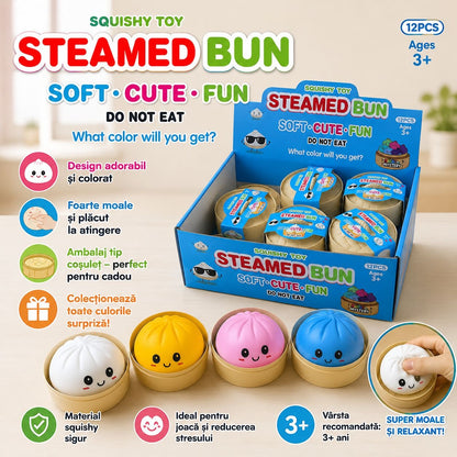Jucarie Squishy Antistres Dumplings / Galusca in Cosulet, 8.5 cm, Culoare Surpriza, 3+ ani