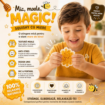 Jucărie Squishy Antistres Fagure cu Miere – Jucărie Senzorială Elastică pentru Copii și Adulți