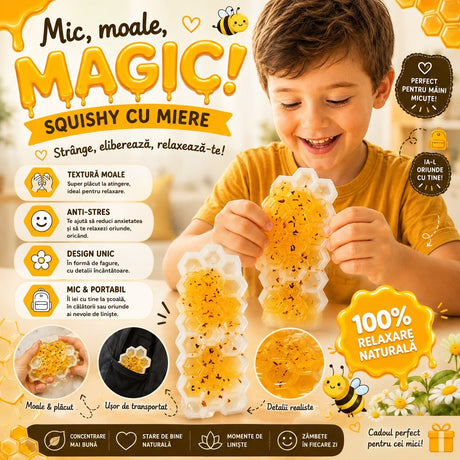 Jucărie Squishy Antistres Fagure cu Miere – Jucărie Senzorială Elastică pentru Copii și Adulți