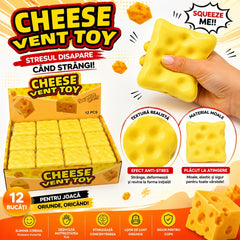 Jucărie Squishy Antistres în Formă de Brânză – Squeeze Toy Moale și Elastic, Relaxare și Distracție