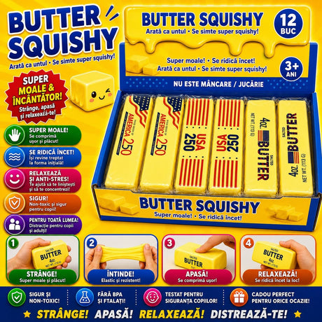 Jucărie Squishy Butter 13 cm – Anti-Stres, Slow Rising, Super Moale, Model Unt