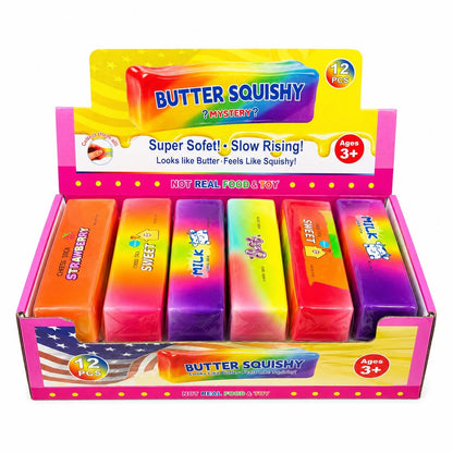Jucărie Squishy Butter Multicolor 13 cm, Antistres Elastic, Model Aleatoriu