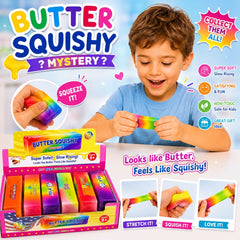 Jucărie Squishy Butter Multicolor 13 cm, Antistres Elastic, Model Aleatoriu