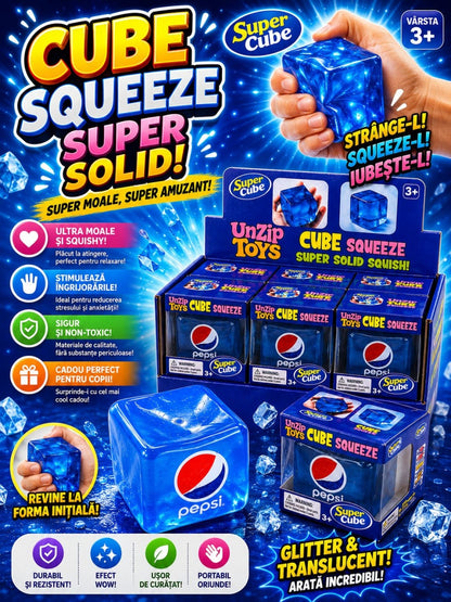Jucărie Squishy Cub Albastru Anti-Stres – Cub Senzorial Moale și Elastic pentru Copii și Adulți