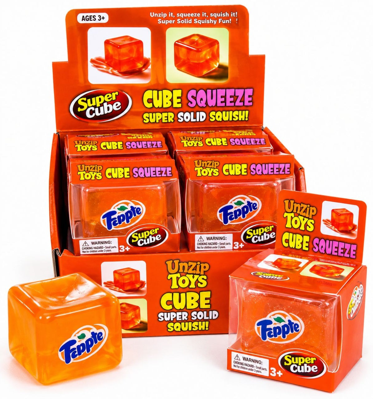 Jucărie Squishy Cub Portocaliu cu Sclipici – Cub Anti-Stres Moale și Elastic pentru Copii și Adulți