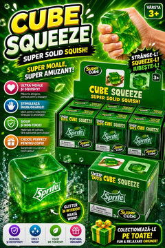 Jucărie Squishy Cub Verde Transparent – Cub Anti-Stres Moale și Elastic pentru Copii și Adulți