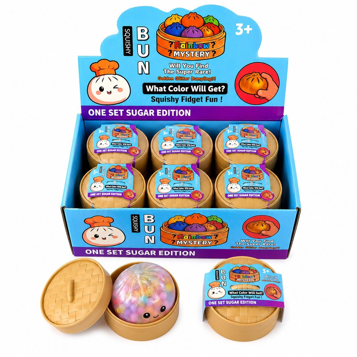 Jucărie Squishy Dumpling cu Bile Gel Multicolore 8,5 cm – Anti-Stres, Senzorială, Surprise Toy