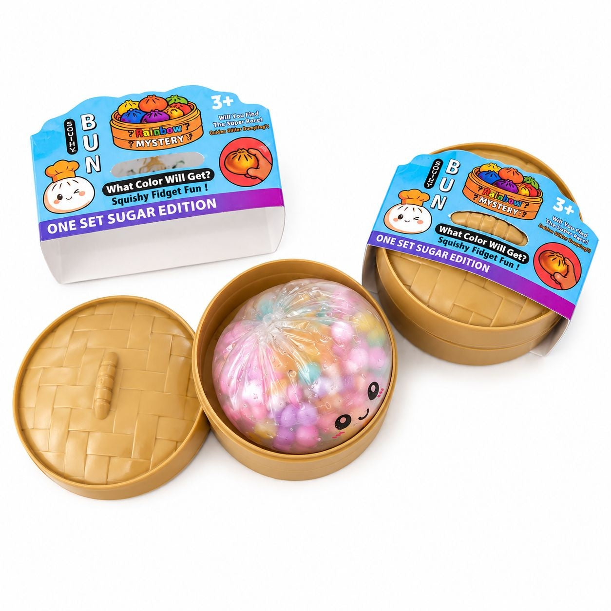 Jucărie Squishy Dumpling cu Bile Gel Multicolore 8,5 cm – Anti-Stres, Senzorială, Surprise Toy