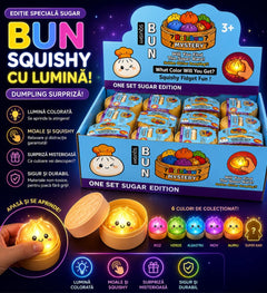 Jucărie Squishy Dumpling cu Lumini LED 5,5 cm – Antistres Moale
