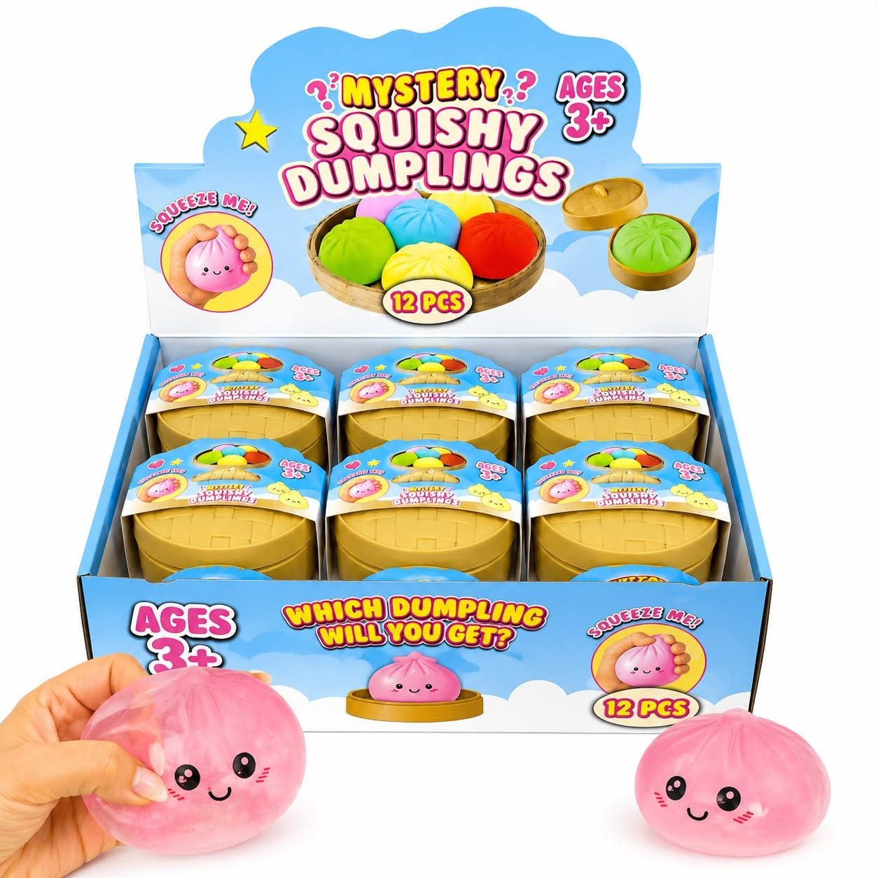 Jucărie Squishy Dumpling cu Sclipici Mare 8,5 cm – Antistres, Moale și Elastică