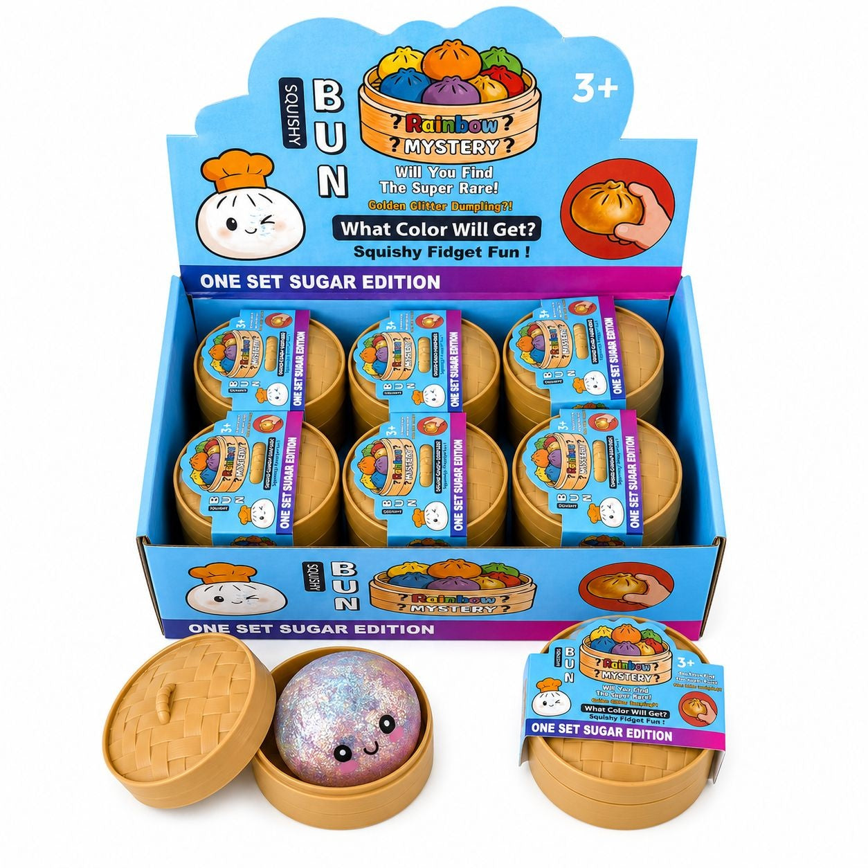 Jucărie Squishy Dumpling cu Sclipici și Bile Gel 8,5 cm – Anti-Stres, Senzorială, Surprise Toy