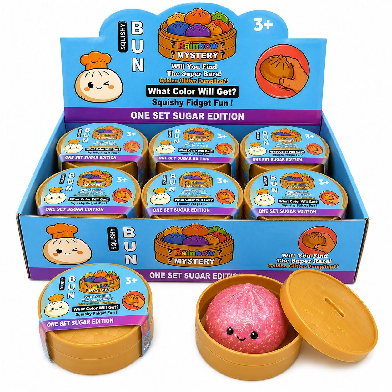 Jucărie Squishy Dumpling cu Sclipici si gel tip Slime– Antistres Moale, Culoare Surpriză
