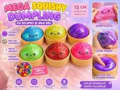 Jucărie Squishy Dumpling Gigant 15 cm cu Sclipici – Antistres Moale, Elastică și Relaxantă pentru Copii