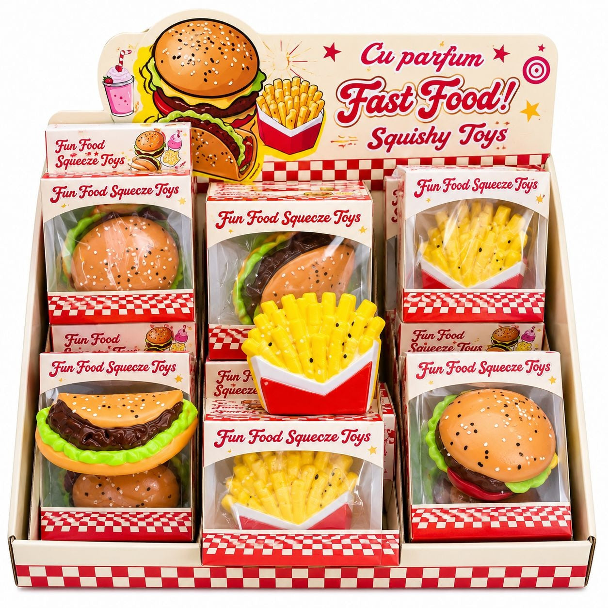 Jucărie Squishy Fast-Food – Model Aleatoriu, Antistres Moale și Distractivă