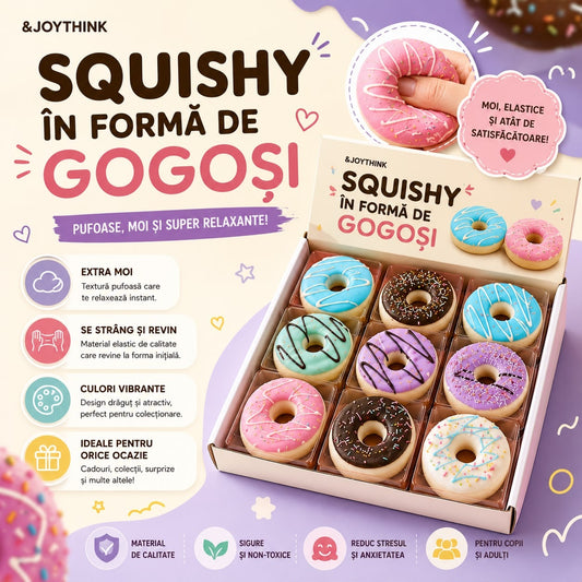 Jucărie Squishy Gogoașă cu Aromă de Caramel – Model Aleatoriu, Antistres Moale