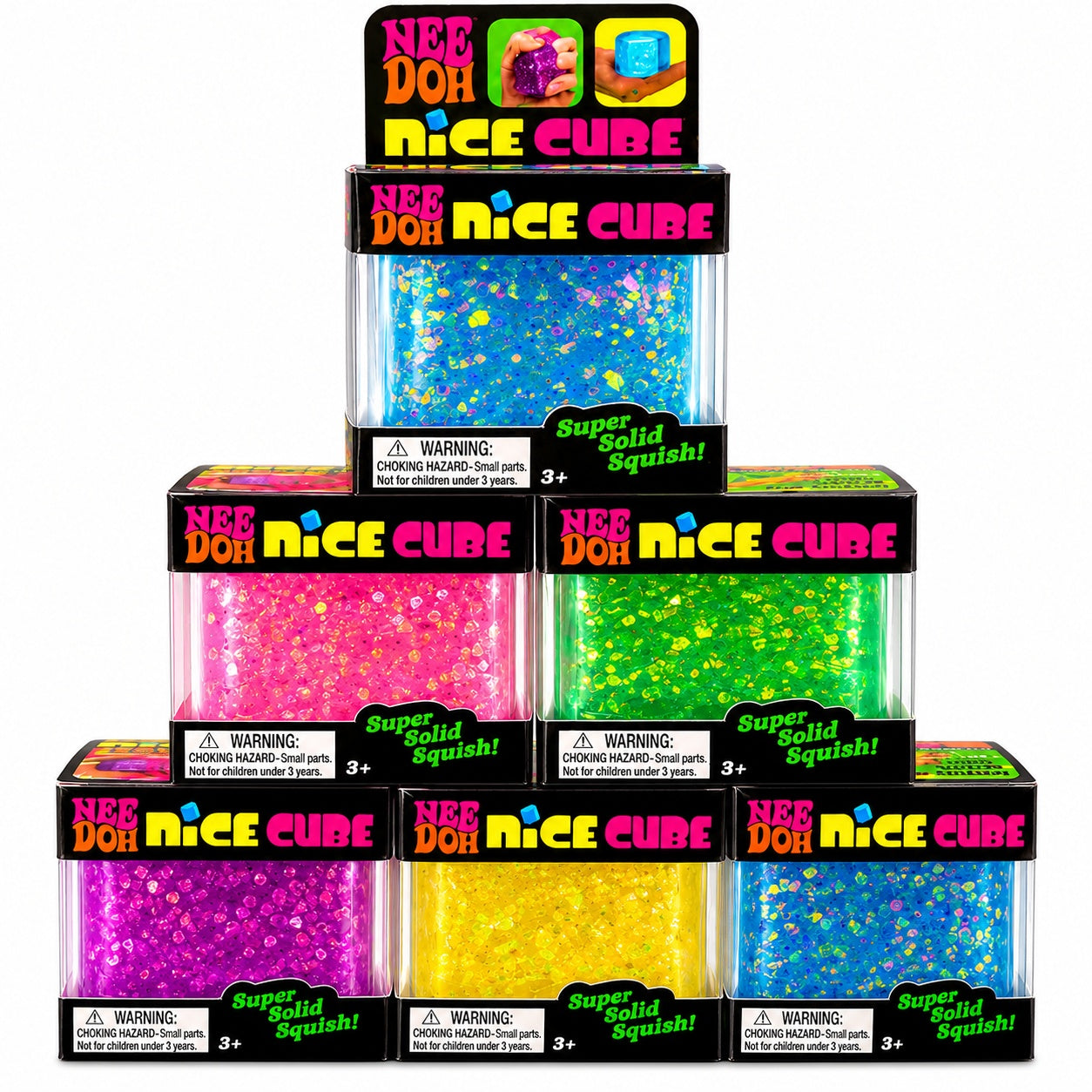 Jucărie Squishy Ice Cube cu Sclipici – Cub Antistres Elastic, Nice Cube , 3+ Ani