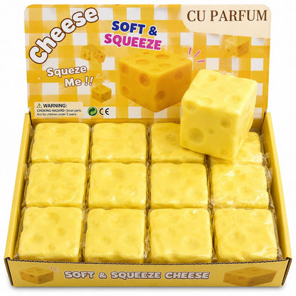 Jucărie Squishy în Formă de Cașcaval – Antistres, Moale și Elastică