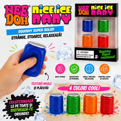 Jucărie Squishy Set 4 Doze Colorate, Antistres, Super Moale și Elastică, Nee Doh Nice Ice Baby