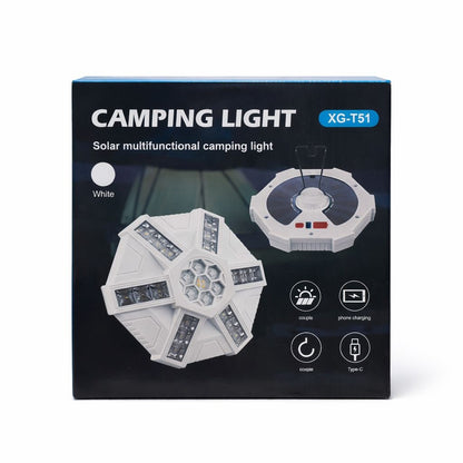 Lampa camping solara multifunctionala XG-T51 LED cu incarcare telefon si Type-C