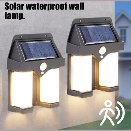 Lampă cu senzor solar, plastic, neagră, cu inducție corp uman, XF-8858