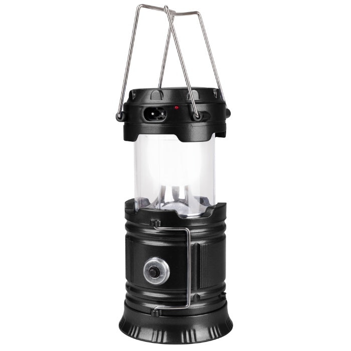 Lampă LED de camping JMADENQ, pliabilă, din oțel inoxidabil și plastic ABS, culoare neagră
