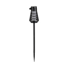 Lampă solară cu LED, lanternă decorativă cu flacără pâlpâitoare, plastic, negru, 11x11 cm