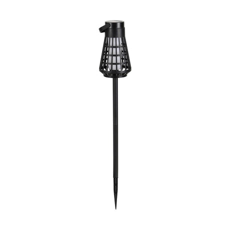 Lampă solară cu LED, lanternă decorativă cu flacără pâlpâitoare, plastic, negru, 11x11 cm