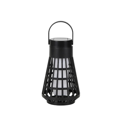 Lampă solară cu LED, lanternă decorativă cu flacără pâlpâitoare, plastic, negru, 11x11 cm